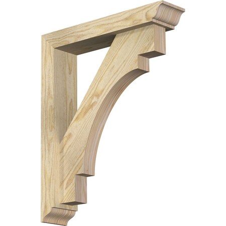 Ekena Millwork Merced Traditional Rough Sawn Bracket w/ Offset Brace, Douglas Fir, 4"W x 18"D x 22"H BKT0402X18X22MRC01RDF